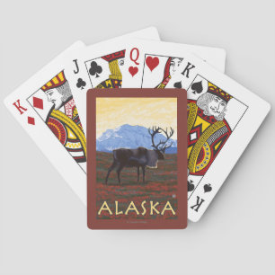 AlaskaCaribou Vintage Travel Poster Playing Cards