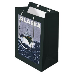 AlaskaCrab Boat Vintage Travel Poster Medium Gift Bag