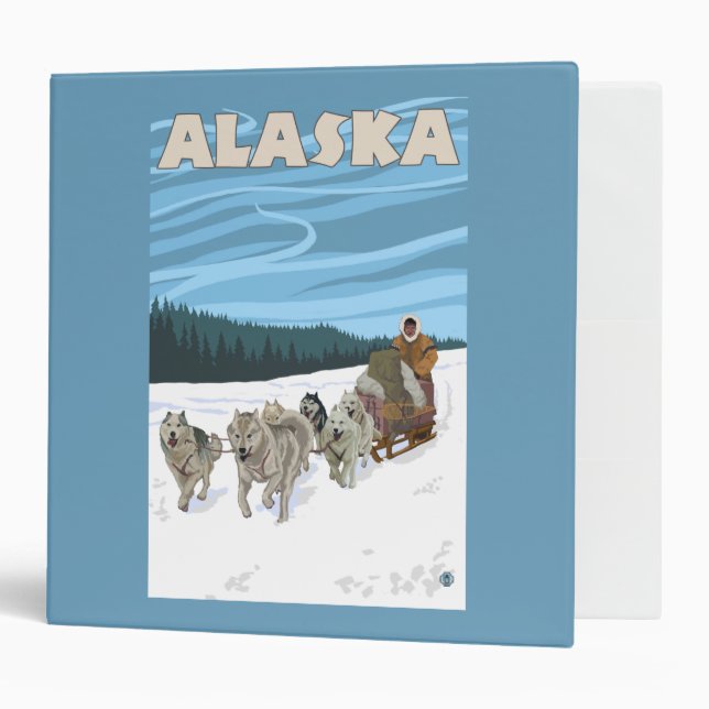 AlaskaDogsledding Vintage Travel Poster Binder (Front/Inside)