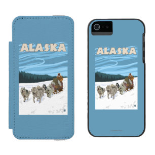 AlaskaDogsledding Vintage Travel Poster Incipio Watson™ iPhone 5 Wallet Case