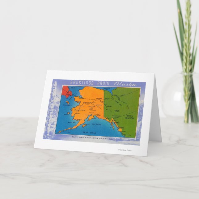 AlaskaGreetings From Alaska Map Card (Front)
