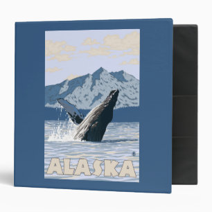 AlaskaHumpback Whale Vintage Travel Poster Binder