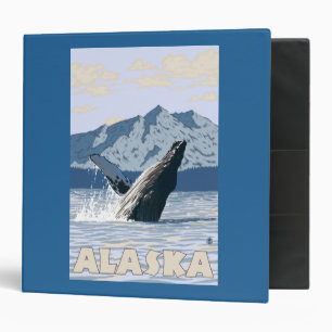 AlaskaHumpback Whale Vintage Travel Poster Binder