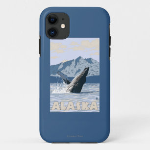 AlaskaHumpback Whale Vintage Travel Poster iPhone 11 Case