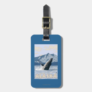 AlaskaHumpback Whale Vintage Travel Poster Luggage Tag
