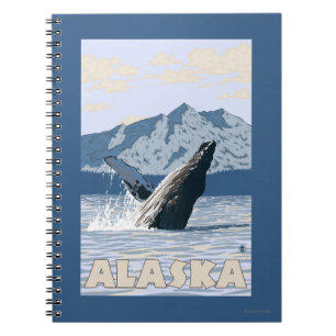 AlaskaHumpback Whale Vintage Travel Poster Notebook