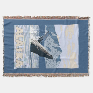 AlaskaHumpback Whale Vintage Travel Poster Throw Blanket