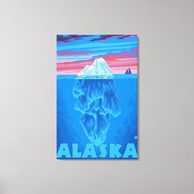 AlaskaIceberg Vintage Travel Poster Canvas Print (Front)