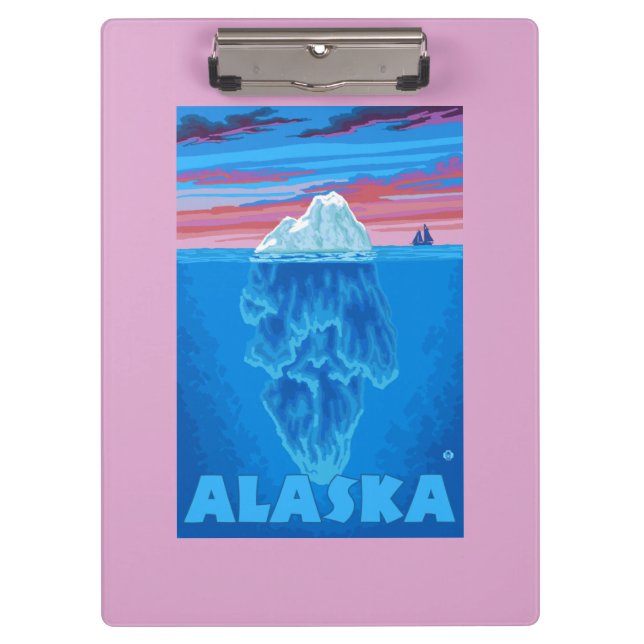 AlaskaIceberg Vintage Travel Poster Clipboard (Front)