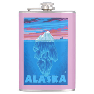 AlaskaIceberg Vintage Travel Poster Hip Flask