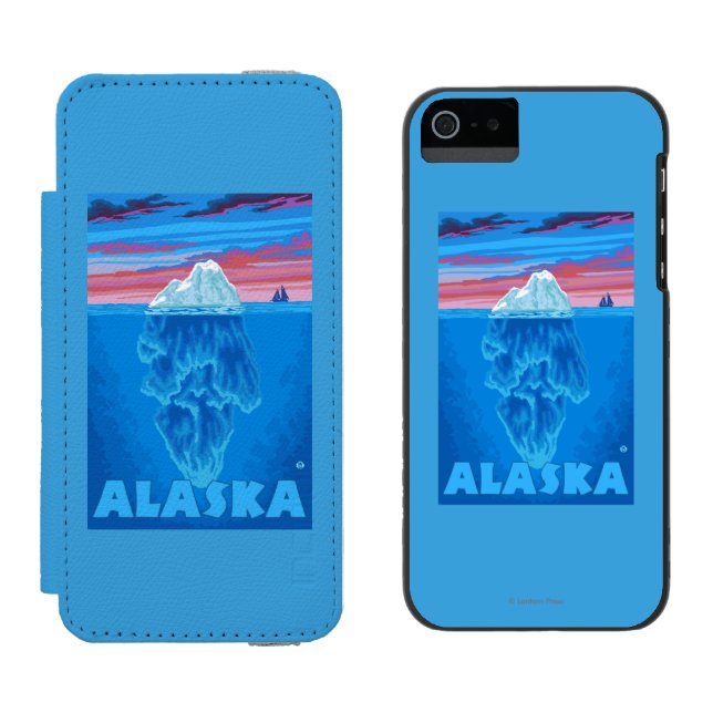 AlaskaIceberg Vintage Travel Poster Incipio iPhone Wallet Case (Side by Side)