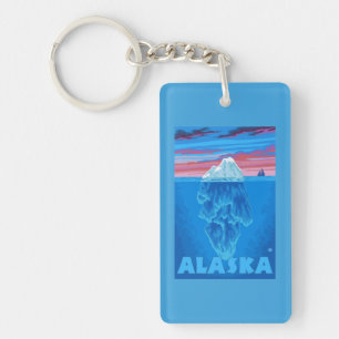 AlaskaIceberg Vintage Travel Poster Keychain