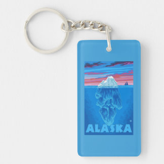 AlaskaIceberg Vintage Travel Poster Keychain