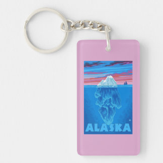 AlaskaIceberg Vintage Travel Poster Keychain