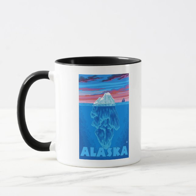 AlaskaIceberg Vintage Travel Poster Mug (Left)