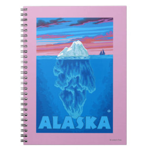 AlaskaIceberg Vintage Travel Poster Notebook