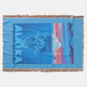 AlaskaIceberg Vintage Travel Poster Throw Blanket