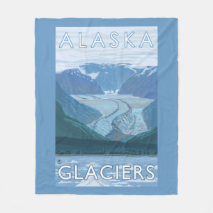 AlaskaLarge Glacier Scene Vintage Travel Fleece Blanket