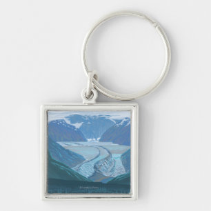 AlaskaLarge Glacier Scene Vintage Travel Keychain