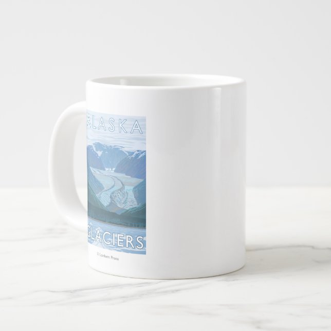 AlaskaLarge Glacier Scene Vintage Travel Large Coffee Mug (Front Left)
