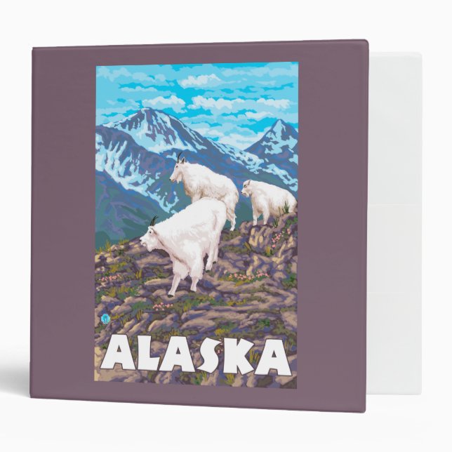 AlaskaMountain Goats Vintage Travel Poster Binder (Front/Inside)