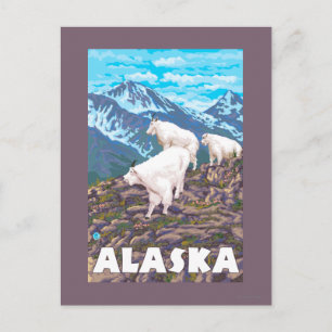 AlaskaMountain Goats Vintage Travel Poster Postcard