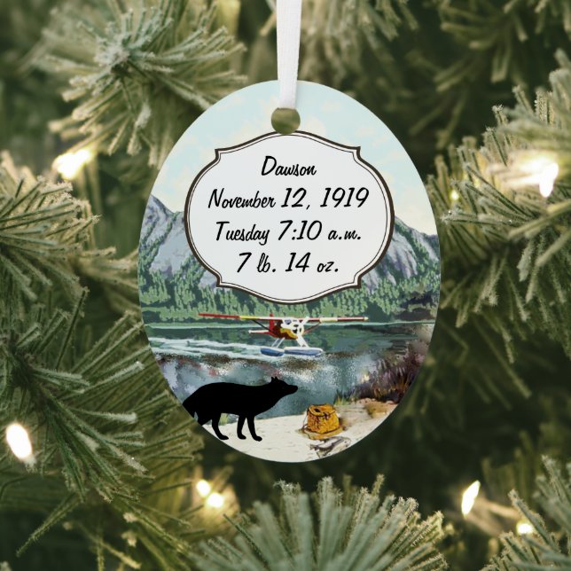 Alaskan Baby Boy Future Pilot Birth Record Metal Ornament (Insitu)