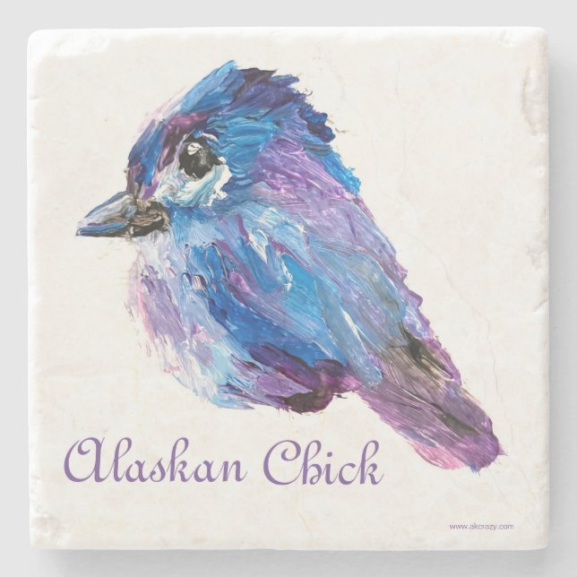 Alaskan Chick marble stone coaster (Front)