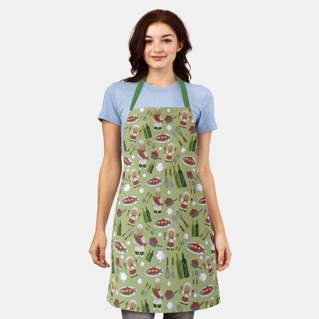 Alaskan Culinary Artists Green All-over PrintApron Apron (Worn)