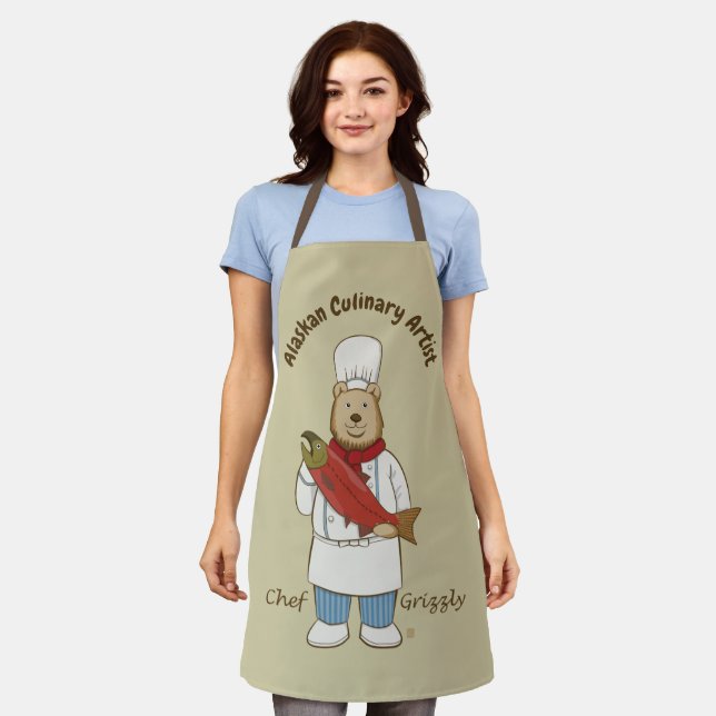 Alaskan Culinary Artists Grizzly Bear Chef Apron (Worn)