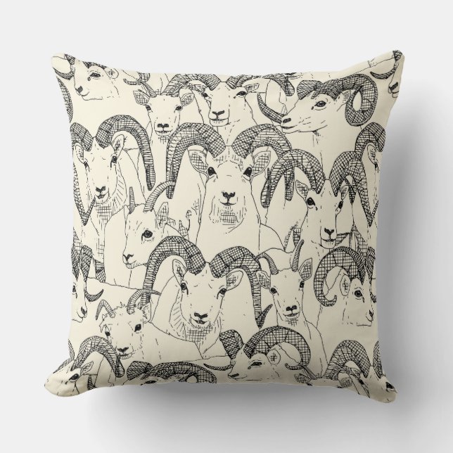 Alaskan Dall sheep black pearl Throw Pillow (Front)
