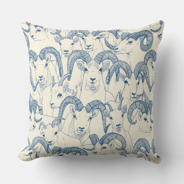 Alaskan Dall sheep blue pearl Throw Pillow (Front)