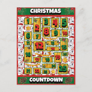 Alaskan Dog Countdown Christmas Advent Calendar Holiday Postcard