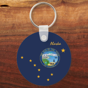 Alaskan Flag & Alaska holiday, patriots / sports Keychain