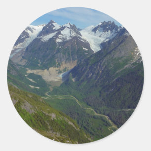 Alaskan Glacier-Carved Valley Classic Round Sticker