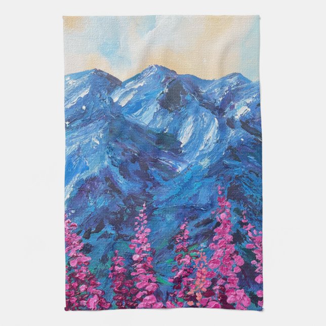 Alaskan Glorious Fireweed Kitchen Towels (Vertical)