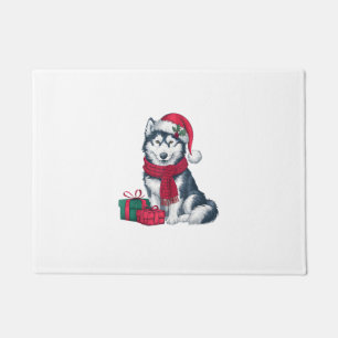 Alaskan Husky Dog Christmas Parties Holiday Santa  Doormat