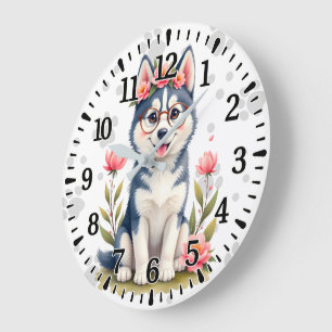 Alaskan Husky Large Clock