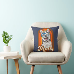 Alaskan husky mom, siberian husky mom throw pillow