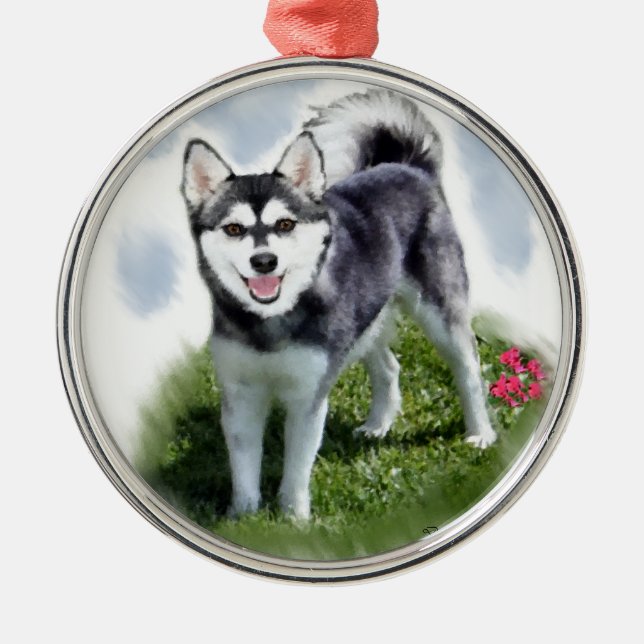 Alaskan Klee Kai Art Metal Ornament (Front)