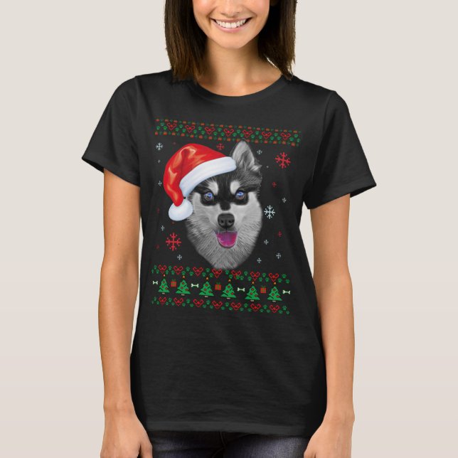 Alaskan Klee Kai Christmas Santa Ugly Sweater Dog (Front)