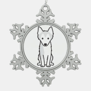 Alaskan Klee Kai Dog Cartoon Snowflake Pewter Christmas Ornament