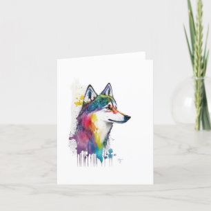 Alaskan Klee Kai Dog Watercolor & Pen Holiday Card
