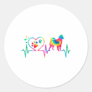 Alaskan Klee Kai Mom Dad Heartbeat Tie Dye Dog Gif Classic Round Sticker