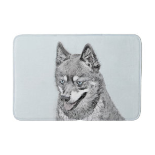 Alaskan Klee Kai Painting - Cute Original Dog Art Bath Mat
