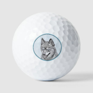Alaskan Klee Kai Painting - Cute Original Dog Art Golf Balls