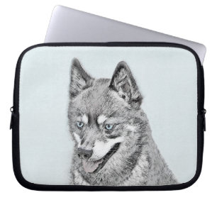 Alaskan Klee Kai Painting - Cute Original Dog Art Laptop Sleeve