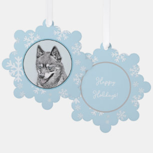Alaskan Klee Kai Painting - Cute Original Dog Art Ornament Card