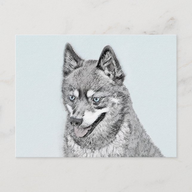 Alaskan Klee Kai Painting - Cute Original Dog Art Postcard (Front)
