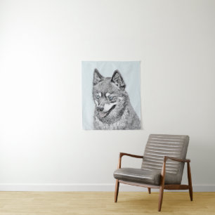 Alaskan Klee Kai Painting - Cute Original Dog Art Tapestry